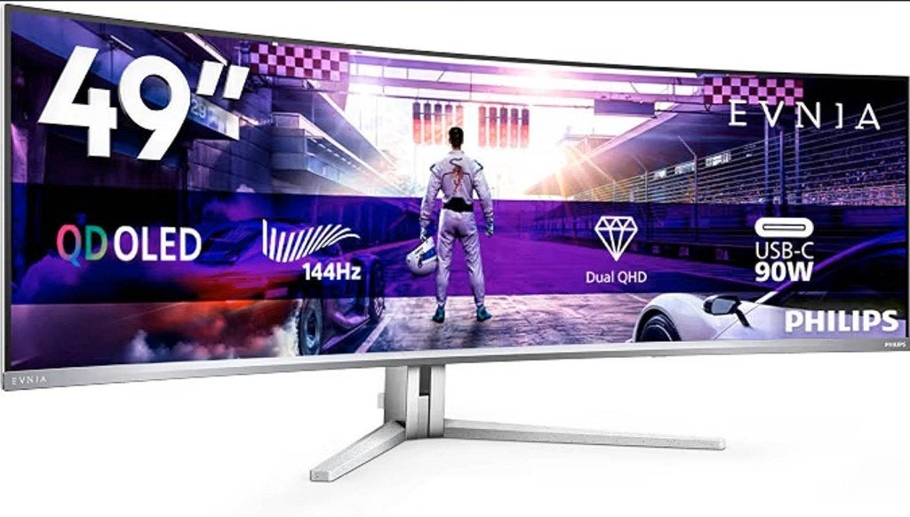 Philips Evnia 49M2C8900L - 49 inch DQHD OLED Monitor, Philips, 101 t/m 150 Hz, Minder dan 1 ms, Zo goed als nieuw