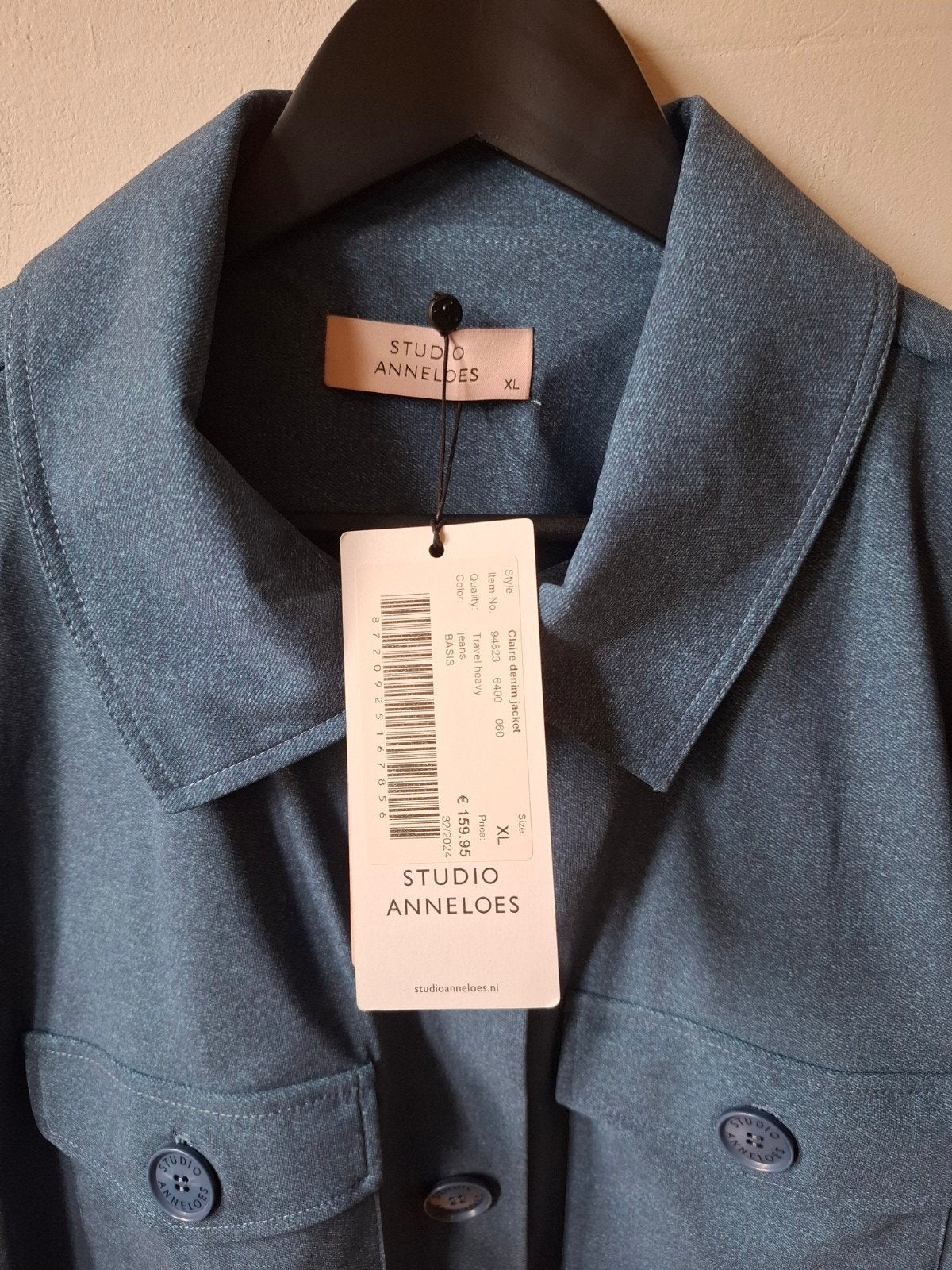 Studio Anneloes travelstof denim jacket Claire XL/42, Studio Anneloes, Blauw, Maat 42/44 (L), Nieuw