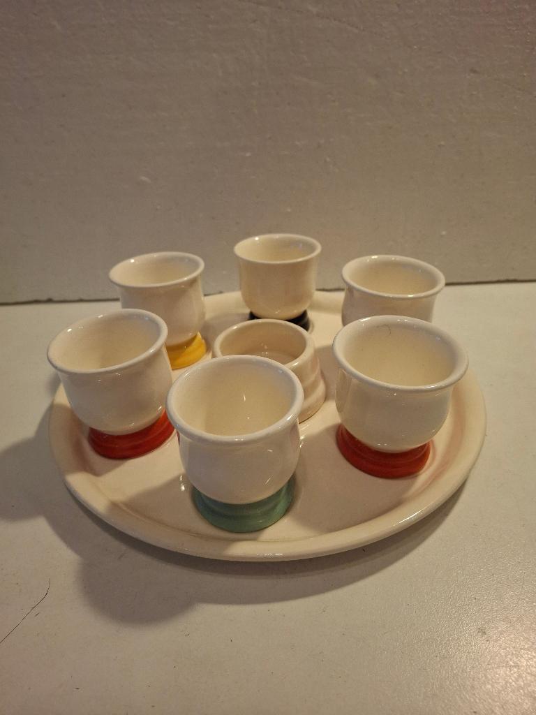 Societe Ceramique - mooi gekleurd compleet eiersetje, Ophalen of Verzenden