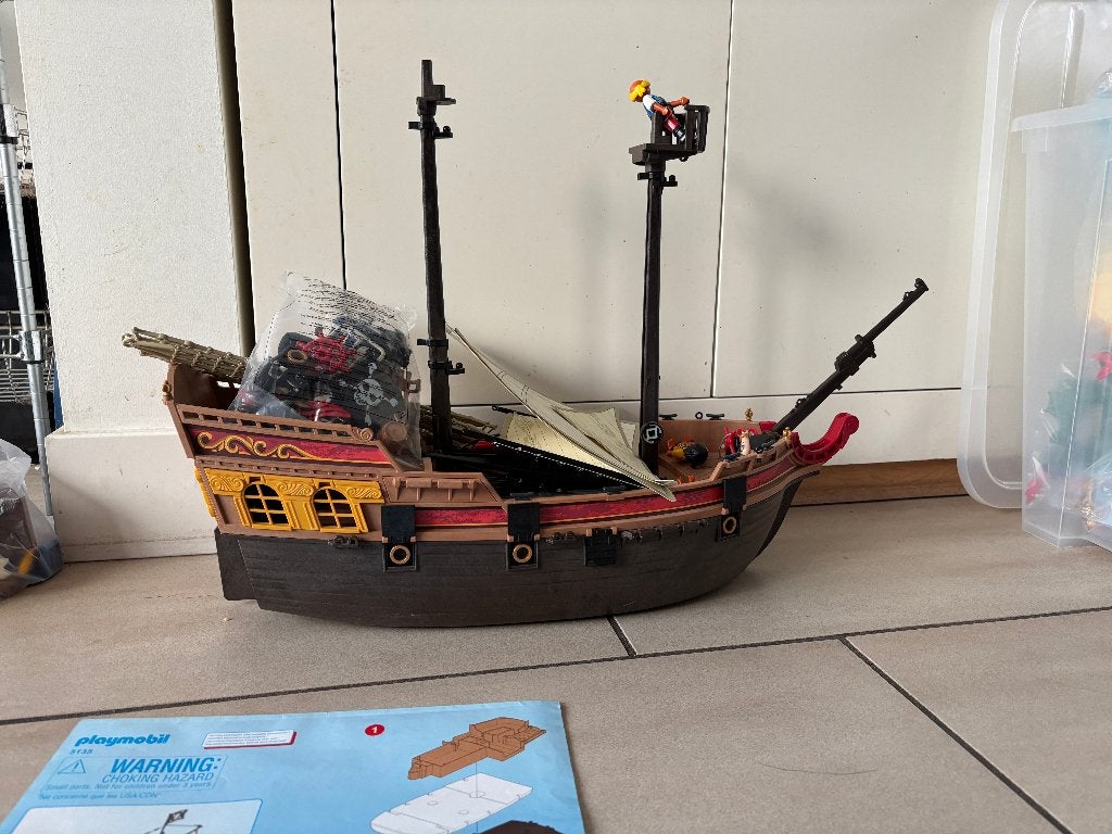 Playmobil 5135 Piratenschip -met handleiding, Ophalen of Verzenden, Gebruikt, Losse onderdelen