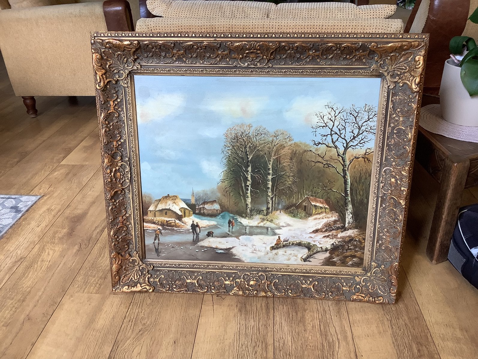 Winters landschap. (Olieverf), Ophalen of Verzenden