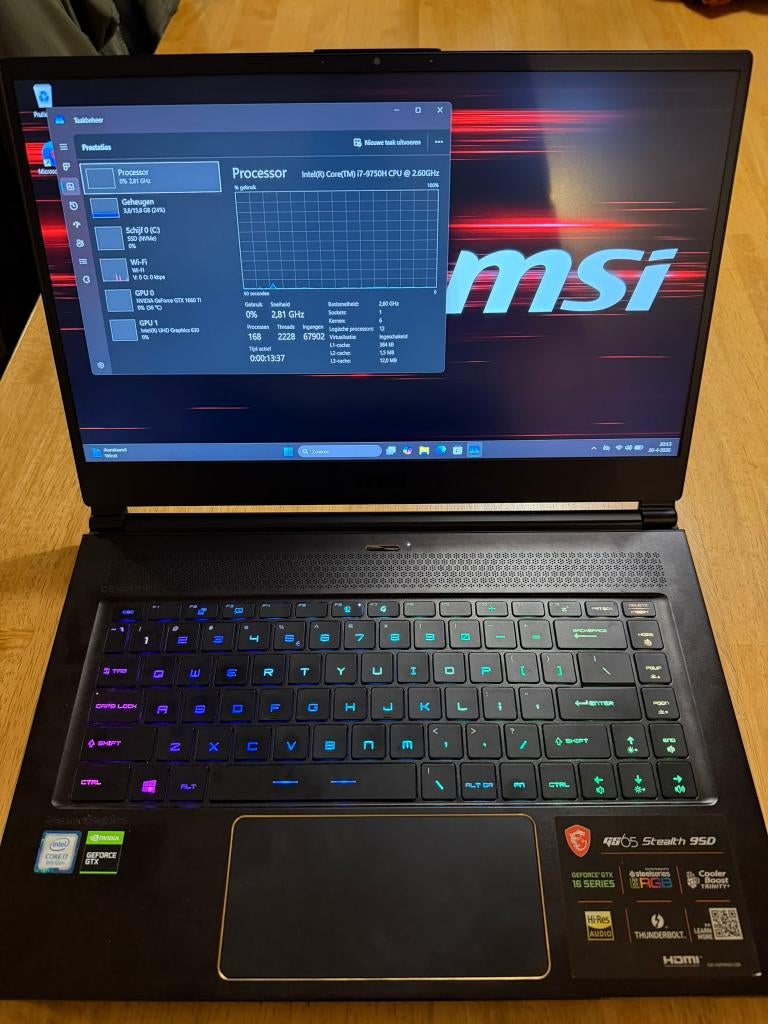 MSI GS65 Stealth 9SD, Ophalen, Met videokaart, 2 tot 3 Ghz, Intel® Core™ i7 