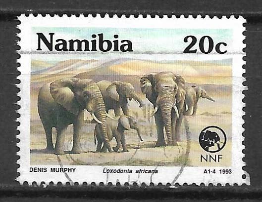 Namibie 1993 WNF Bedreigde dieren olifant, Verzenden, Overige landen, Gestempeld