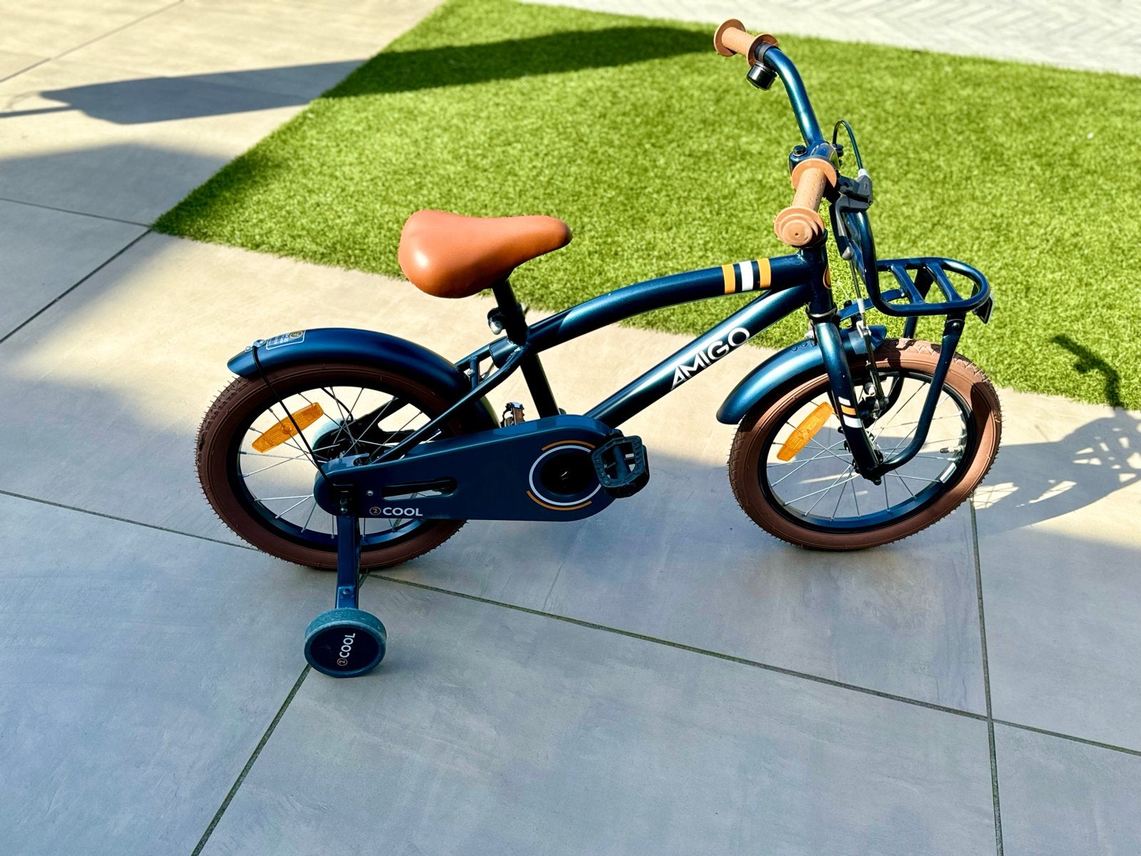 Amigo Kinderfiets 16 inch met zijwieltjes - blauw, Ophalen, Terugtraprem, Zijwieltjes, 16 tot 20 inch