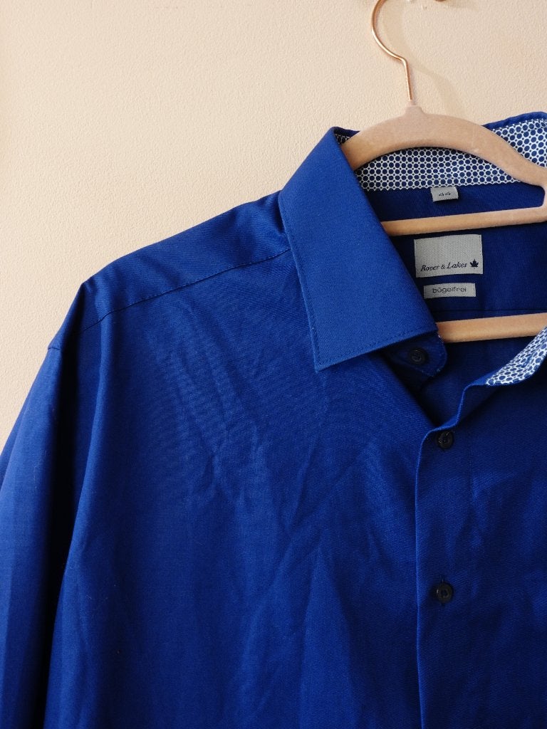 Rover & Lakes Heren Overhemd Donkerblauw Lange Mouw 44 / 2XL, Rover & Lakes, Blauw, Ophalen of Verzenden, Zo goed als nieuw