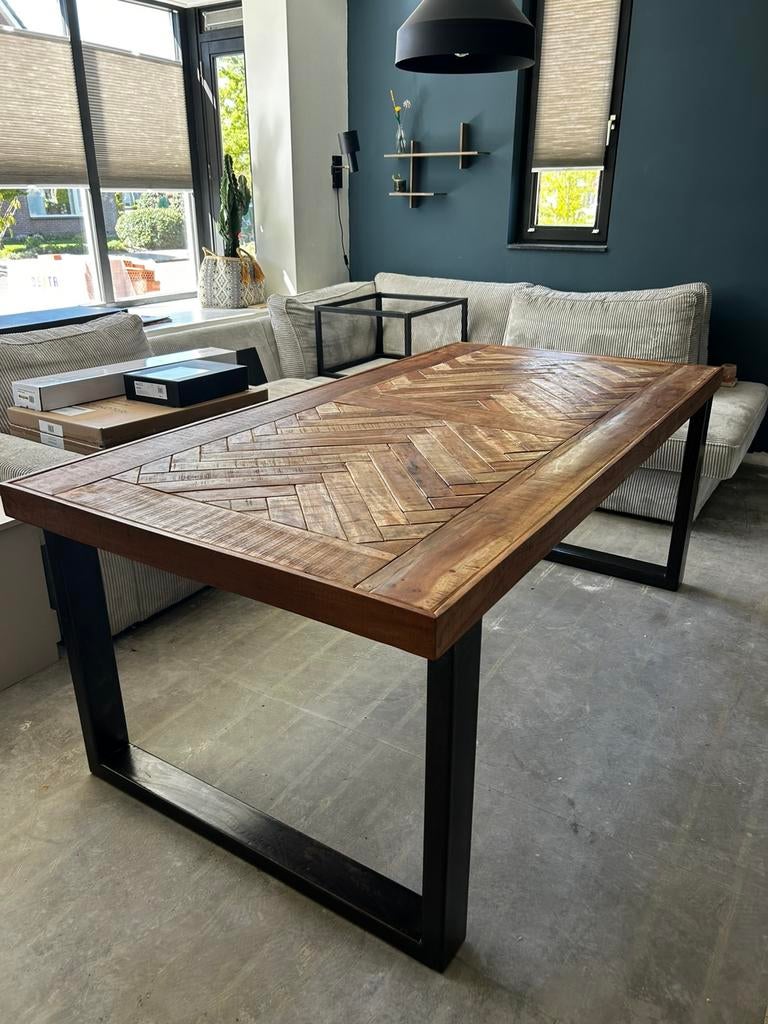 Industriële eettafel, Huis en Inrichting, Tafels | Eettafels, Ophalen, Overige materialen, 200 cm of meer, 50 tot 100 cm