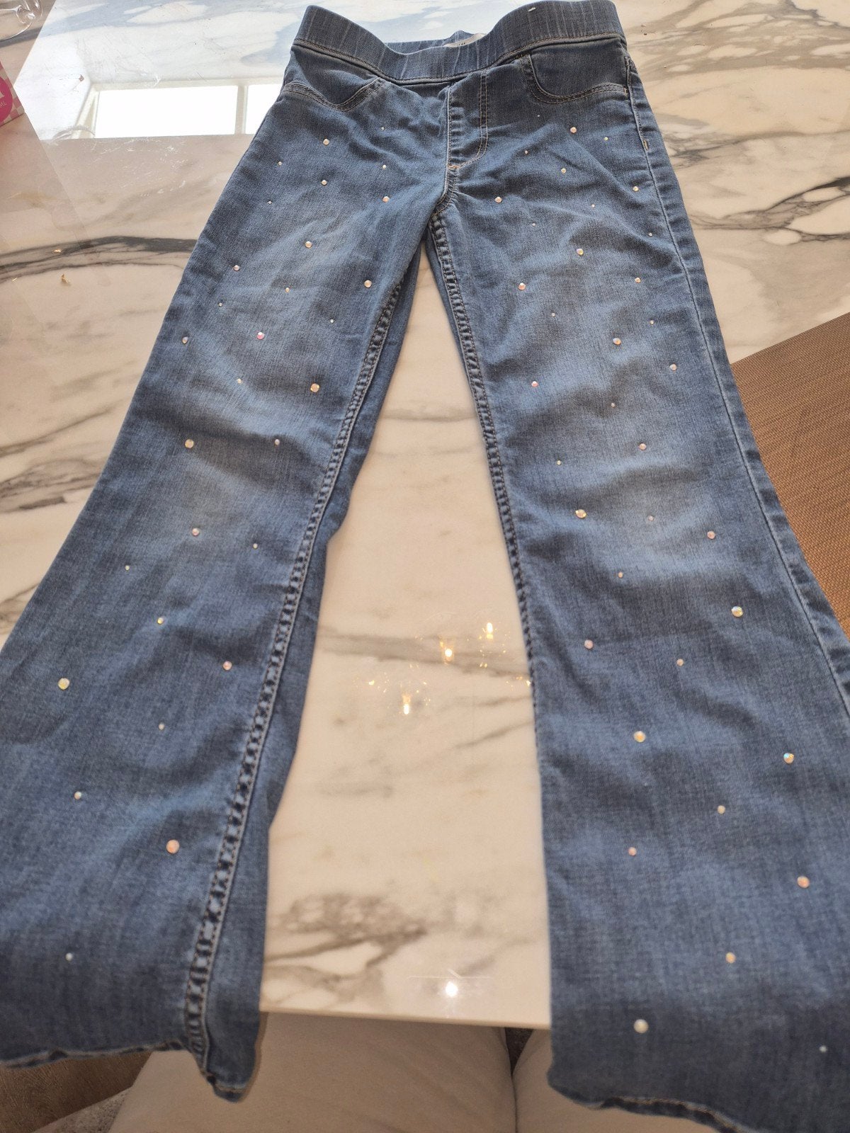 spijkerbroek met strass steentjes, Broek, H&M, Zo goed als nieuw, Verzenden