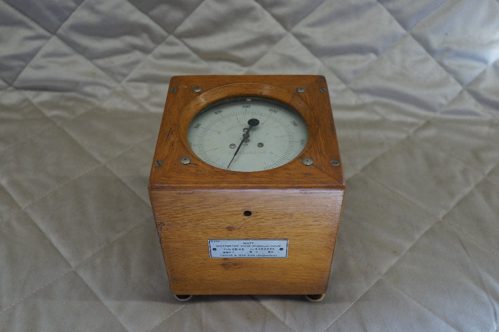 Prachtige Antieke Houten Wattmeter Landis & Gyr Zwitserland, Ophalen of Verzenden