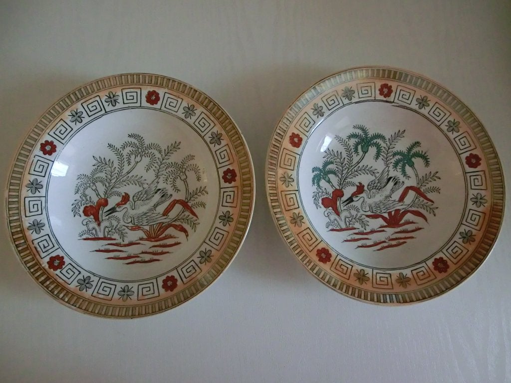 2 antieke bordjes model Panama, Société Ceramique, Ophalen of Verzenden
