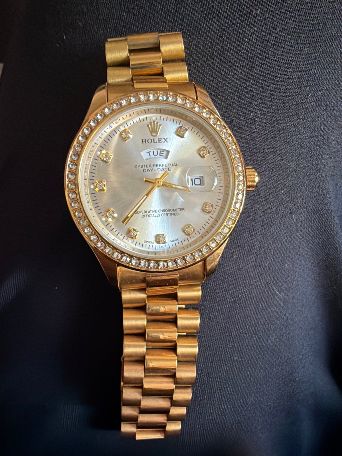 Gouden Rolex Oyster Perpetual Day-Date met diamanten, Sieraden, Tassen en Uiterlijk, Staal, Rolex, Polshorloge, Ophalen of Verzenden