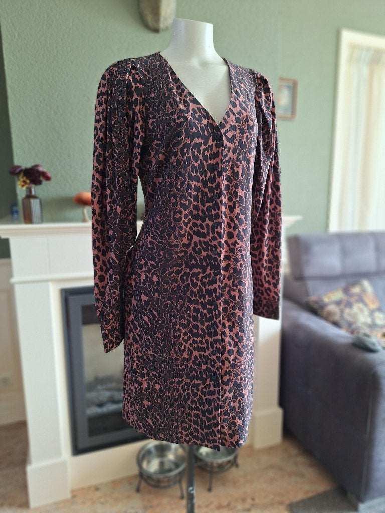Studio Anneloes travelstof panter blouse jurk S 36, Verzenden, Zo goed als nieuw, Knielengte, Maat 36 (S)