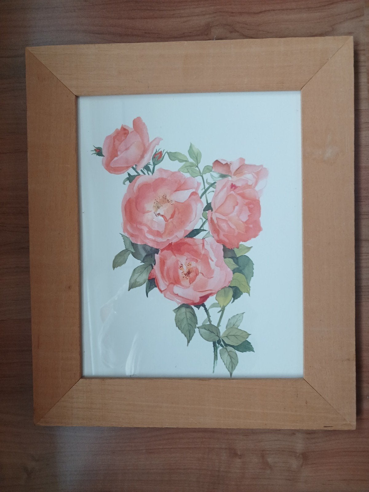 Rozen litho in houten lijst 32 cm x 38 cm, Huis en Inrichting, Ophalen of Verzenden, Hout, Minder dan 50 cm, Minder dan 50 cm