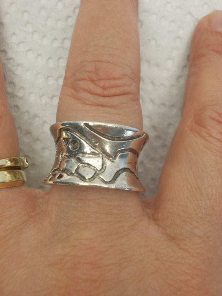 massieve zilveren modernist ring maat krap 17 nr.994, Verzenden, Dame, Zilver, Zilver