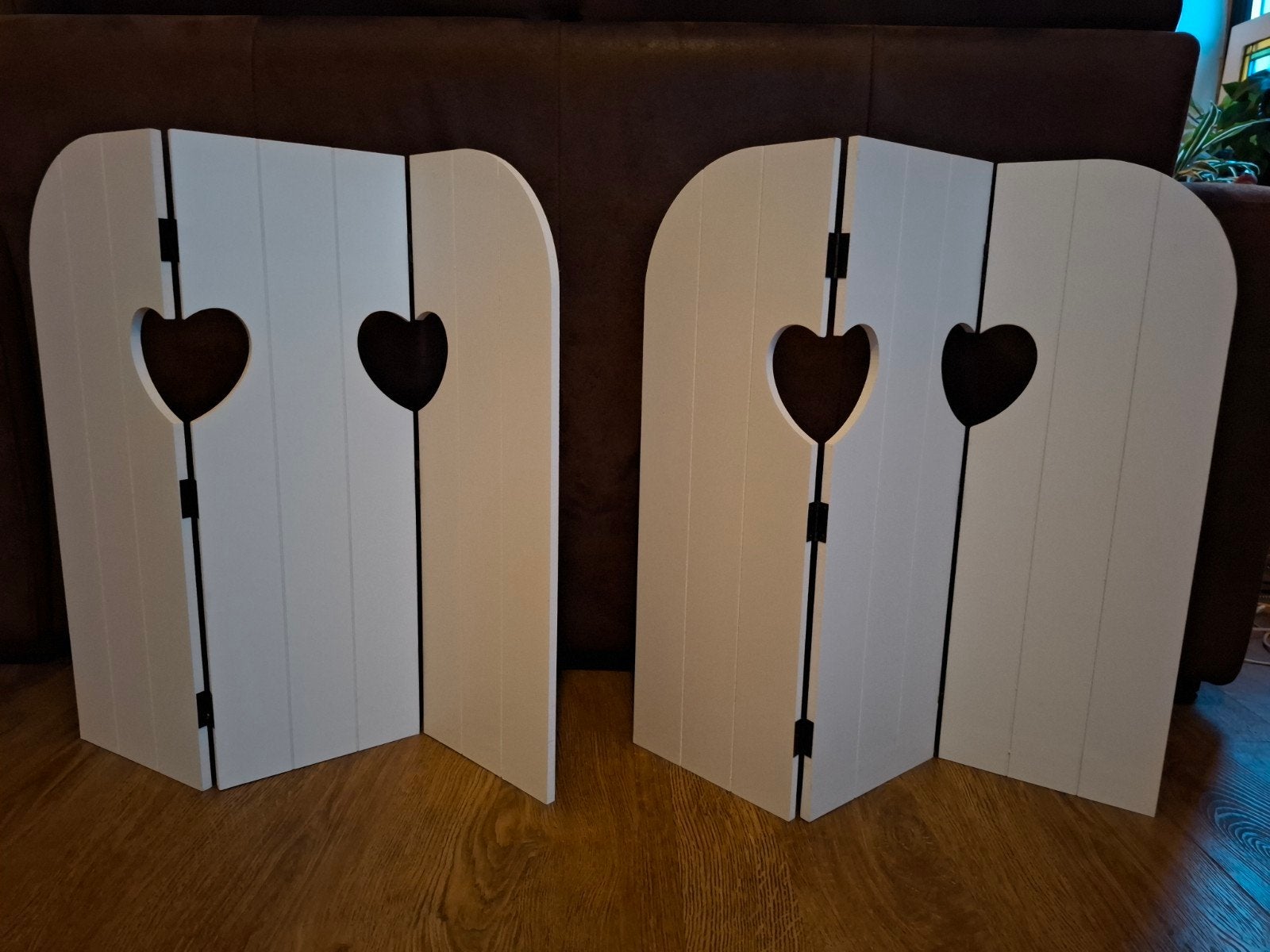 Decoratieve kamerschermen met hartjesuitsparing, Huis en Inrichting, Ophalen, Hout, Wit, Landelijk