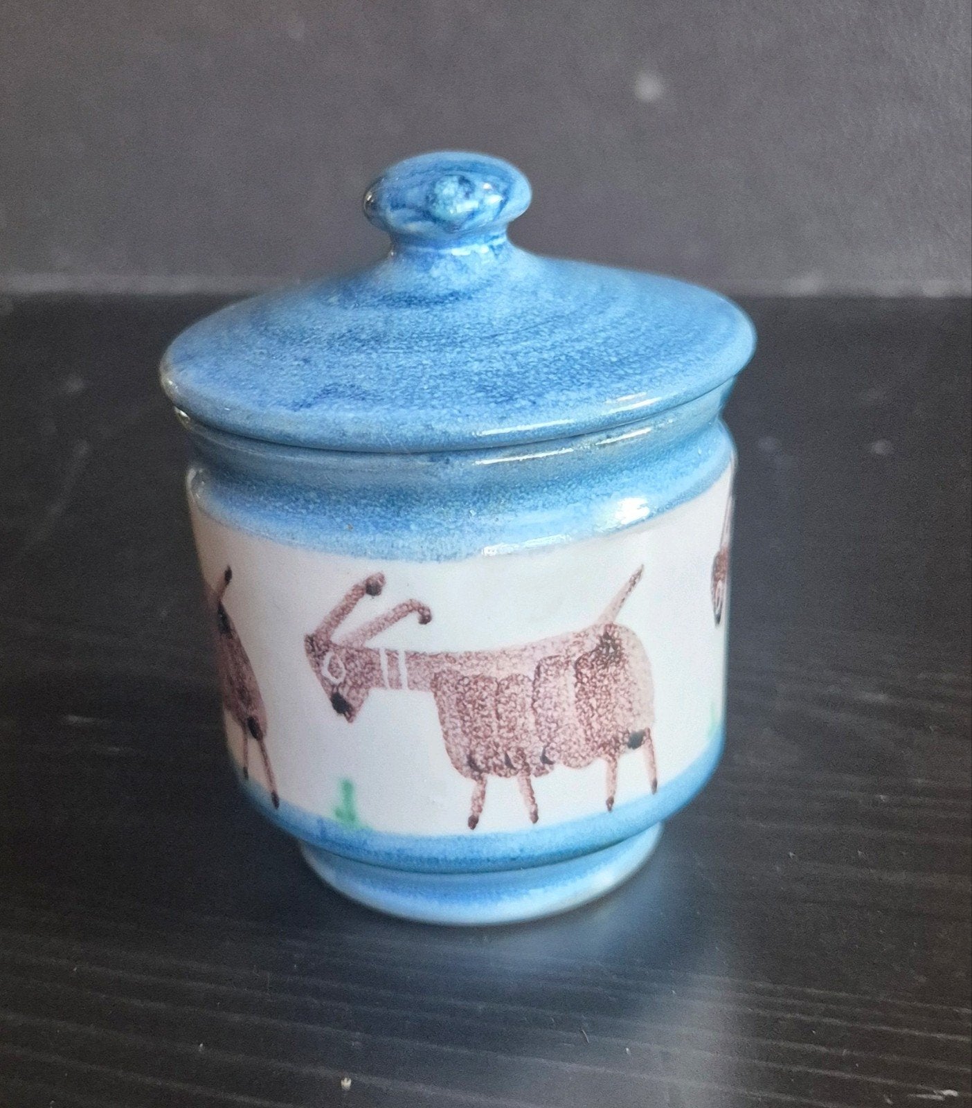 Vincenzo Pinto - Vietri Italy majolica dekselpotje Geitje, Antiek en Kunst, Ophalen of Verzenden