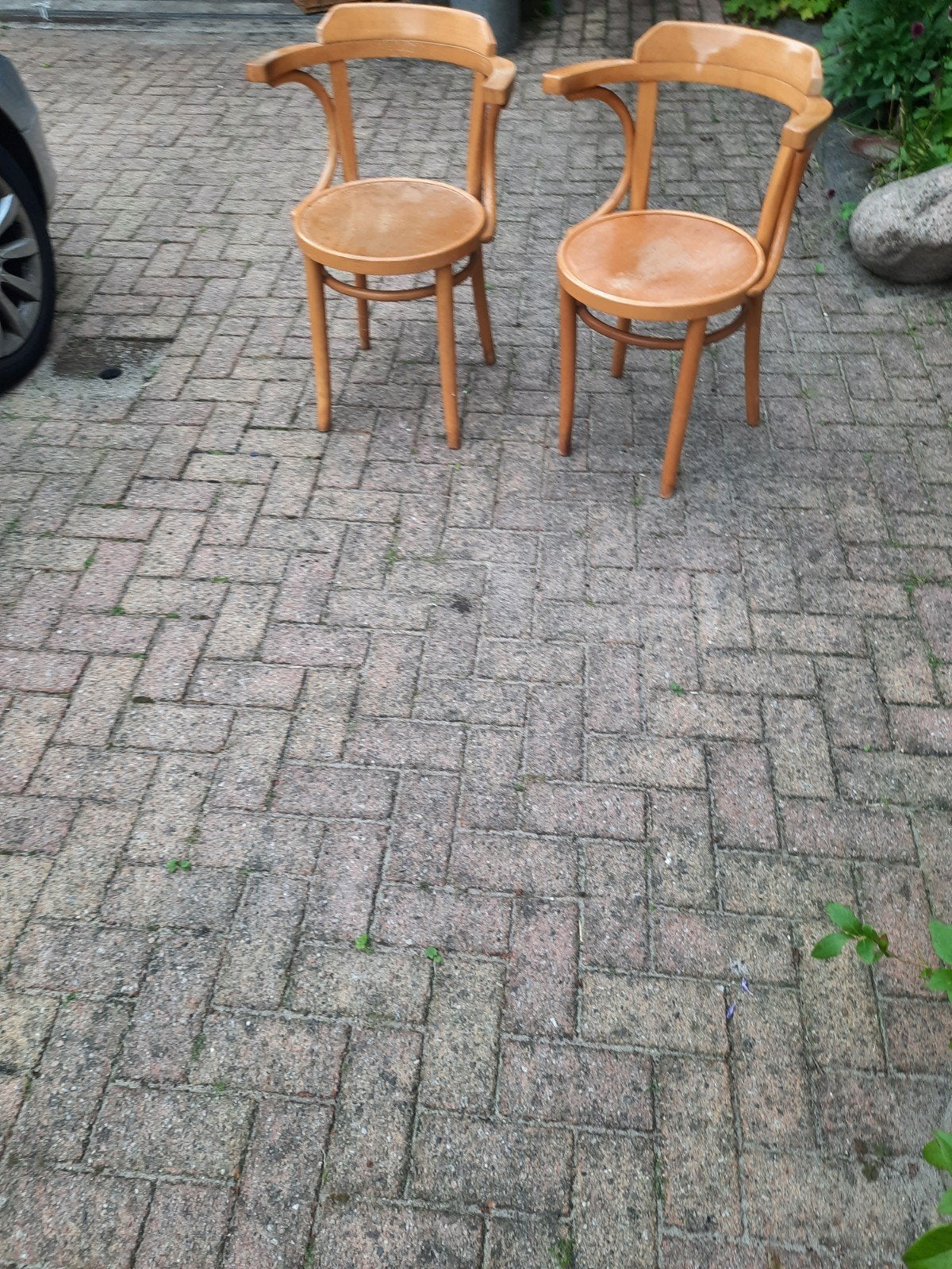 2 Oude Cafe Stoeltjes - Vintage Houten Stoelen, Ophalen