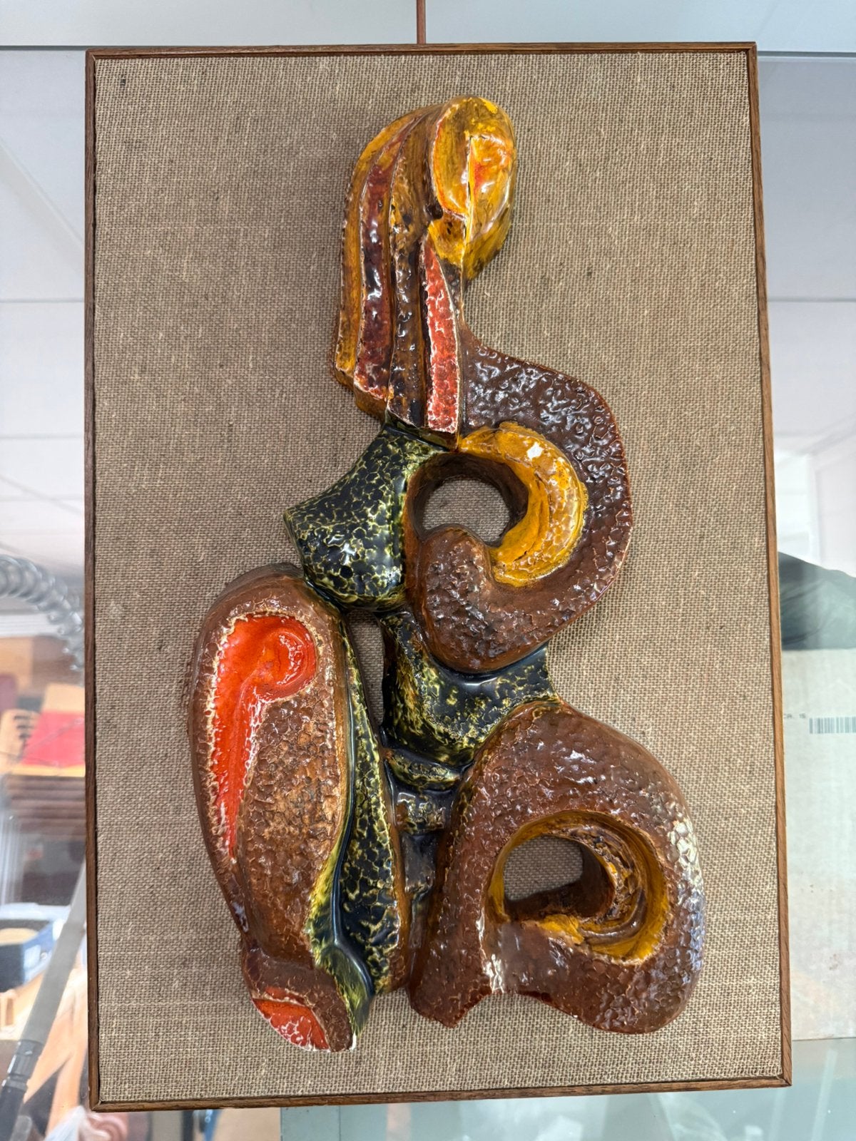 Keramiek relief Helmut Schäffenacker jaren 50-60, 20 - 50 cm, Steen of Keramiek, Meerkleurig, Ophalen