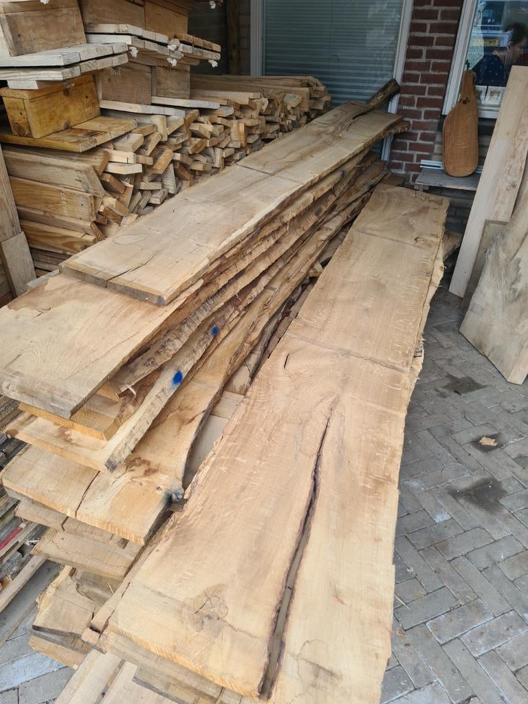 Eiken Schaaldelen 4.10m lang, 20-40cm breed, 2.7cm dik, Ophalen, 25 tot 50 mm, Eiken, Nieuw