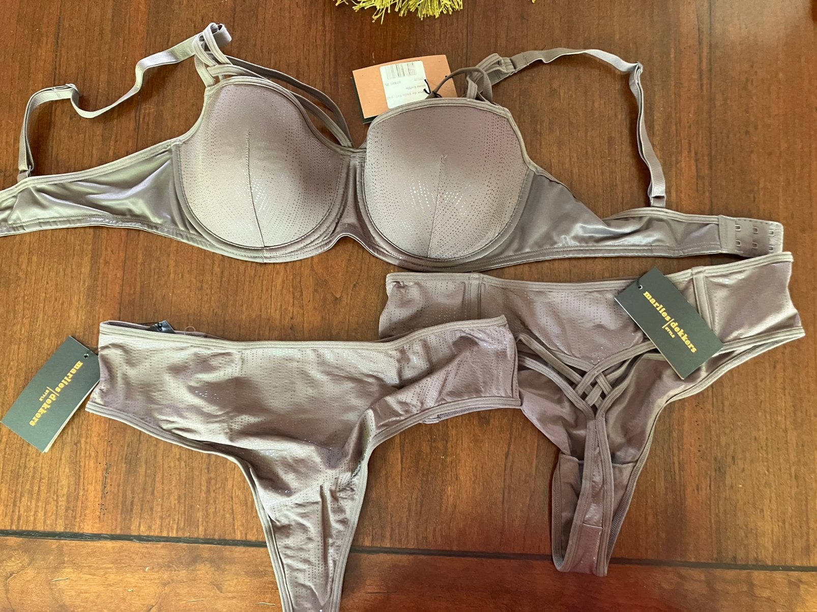 Marlies Dekkers Dame de Plum Truffel BH 75c, onderbroekjes M, Ophalen of Verzenden, Bruin, Setje