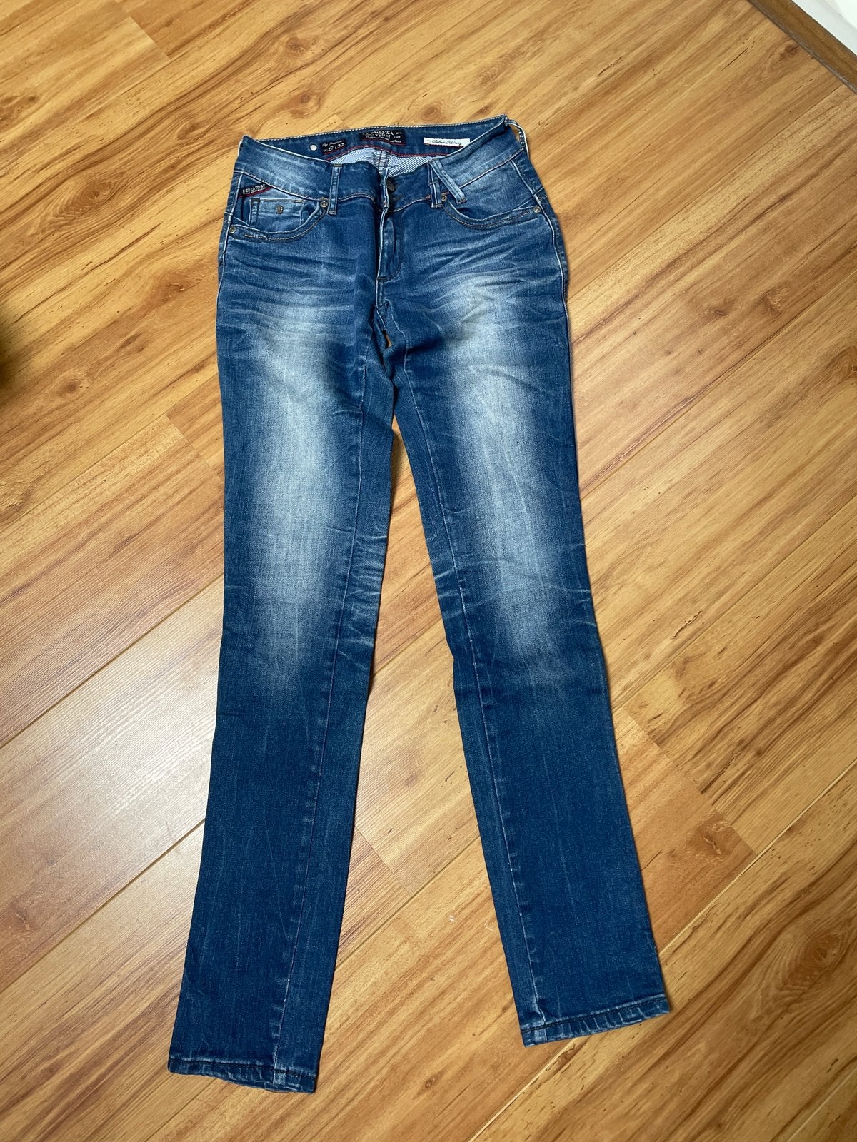 America Today Retro Skinny Jeans W27 L32, Kleding | Dames, Ophalen of Verzenden, Zo goed als nieuw, Blauw, W27 (confectie 34) of kleiner
