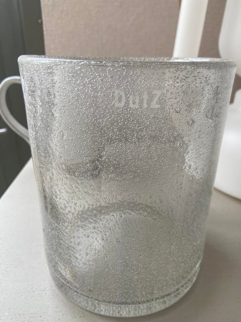 Wit transparante dikke zware Dutz vaas zgan, Ophalen of Verzenden, Zo goed als nieuw, Rond
