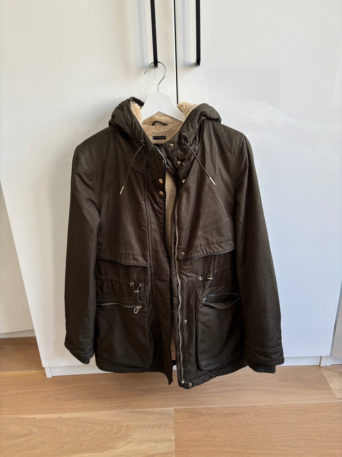 Zara TRF Parka Jas met Teddy Voering - Maat S, Verzenden, Gedragen, Maat 36 (S), Groen