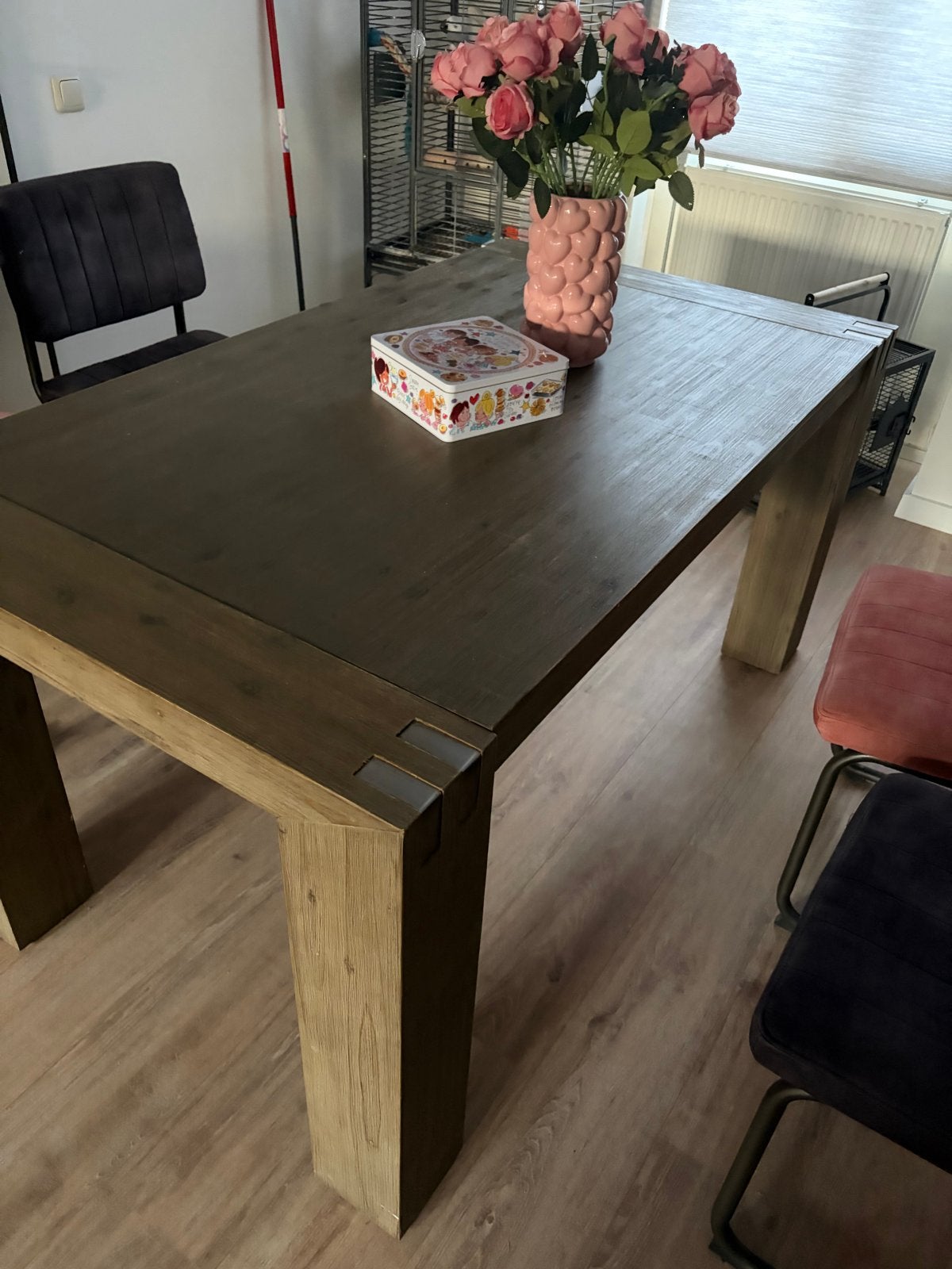 Robuuste houten eettafel - perfect voor gezellige diners, Ophalen, Gebruikt, 100 tot 150 cm, 50 tot 100 cm