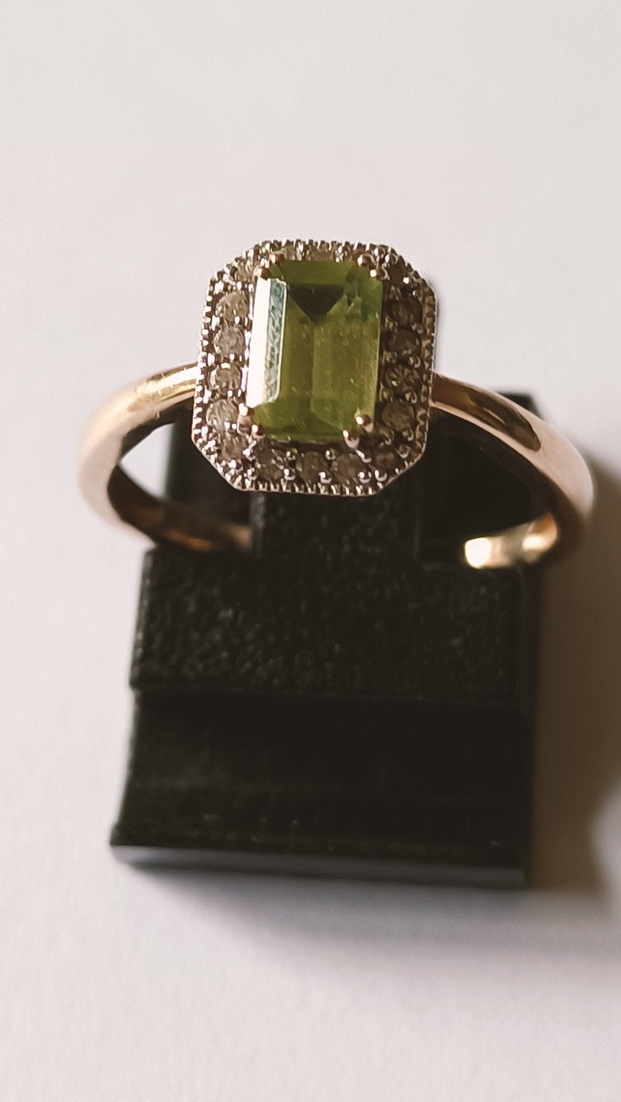 Gouden ring Peridot en diamant, 9 krt, Verzenden, Goud, Ring, Met edelsteen