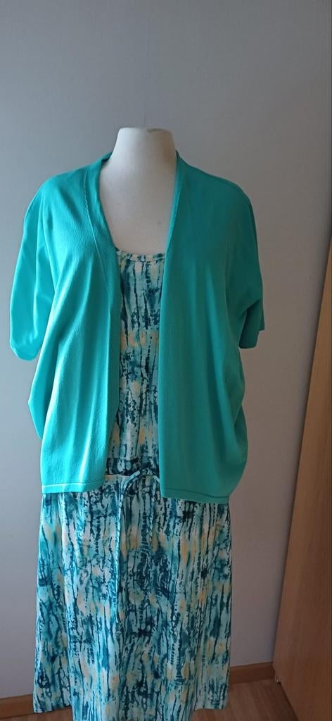 Zeegroen/blauw vestje korte mouw, maat 38, valt ruim, Ophalen of Verzenden, Zo goed als nieuw, Maat 38/40 (M)