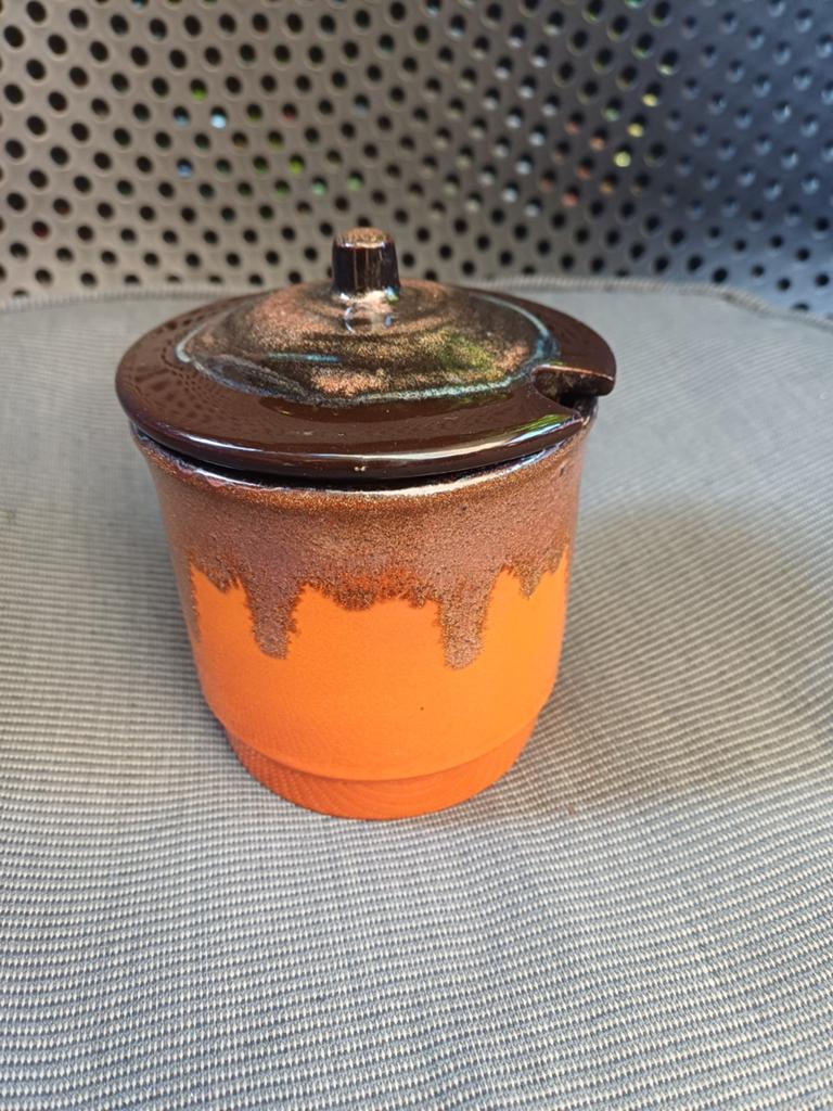 West Duitsland Retro Keramiek Pot met Druipglazuur, Ophalen of Verzenden