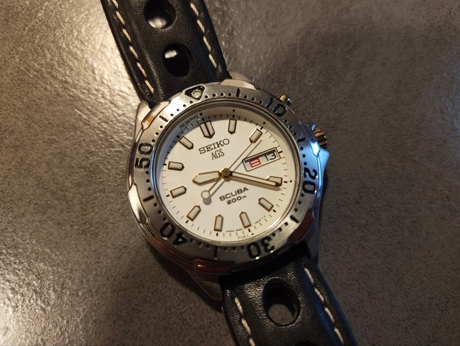 Vintage Seiko AGS Scuba Kinetic Duikershorloge 5M43-0C30, Seiko, Staal, Polshorloge, 1960 of later