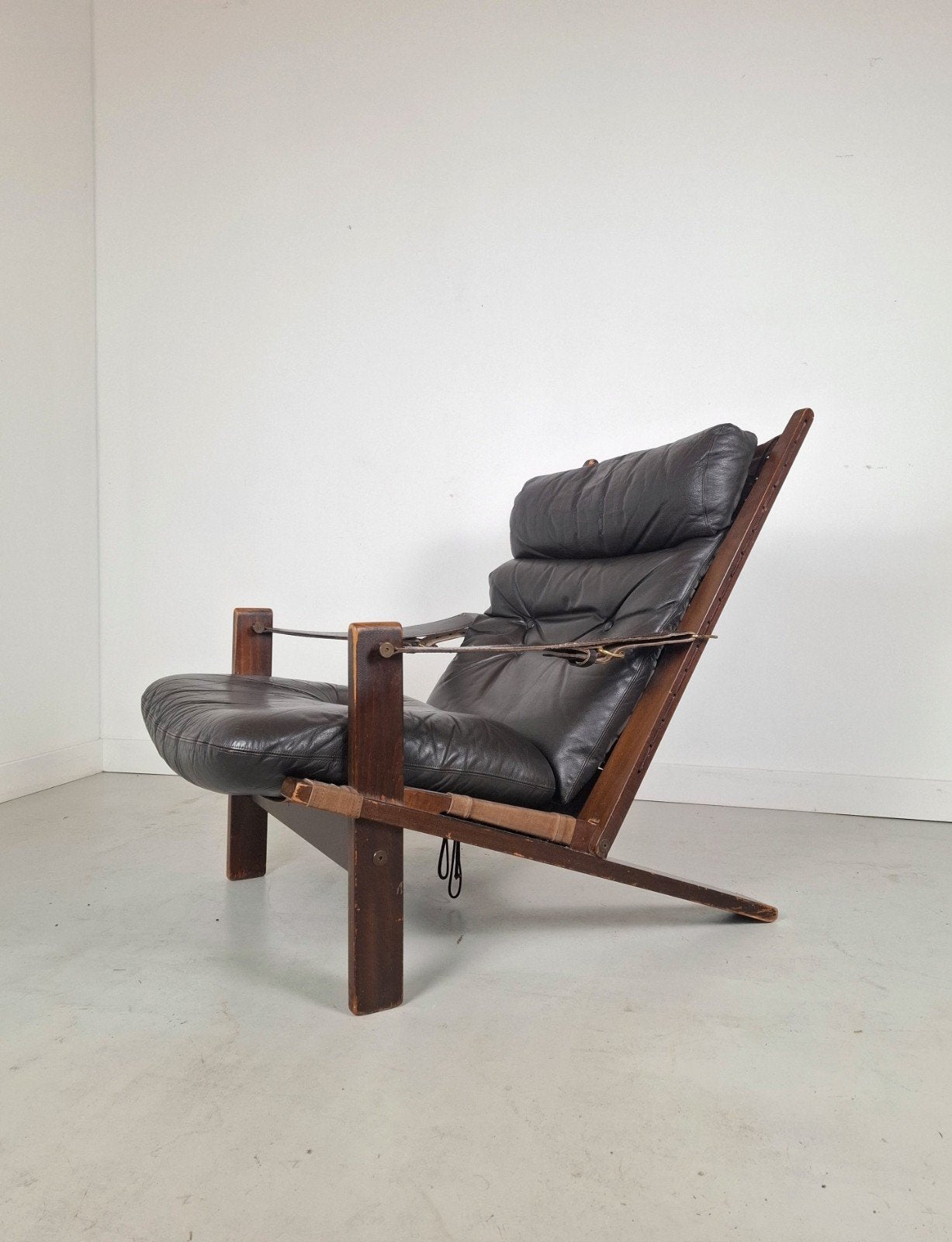 Vintage design fauteuil jaren 60 safari chair Deens design, Ophalen of Verzenden, Gebruikt, 75 tot 100 cm, 50 tot 75 cm