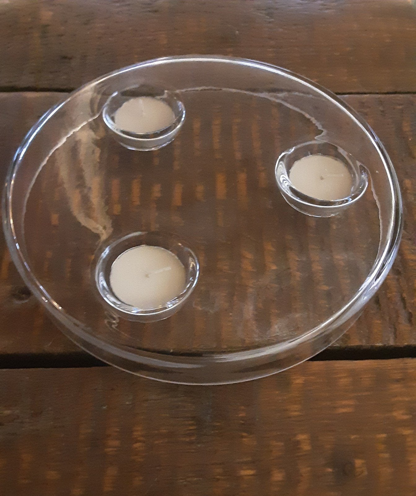 Glazen theelichthouder met 3 houders NIEUW, Ophalen of Verzenden, Nieuw, Glas, Waxinelichthouder