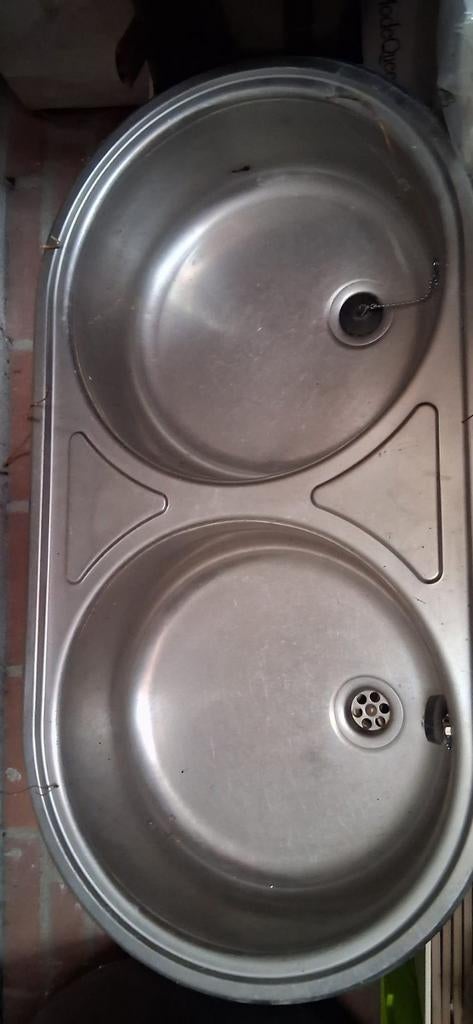 Dubbele RVS spoelbak voor keuken of bijkeuken, Ophalen, Zilver, Metaal, Overige merken
