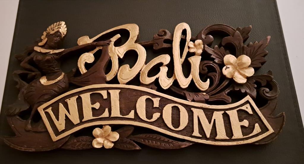 Houten welkomstbord Bali, Huis en Inrichting, Ophalen