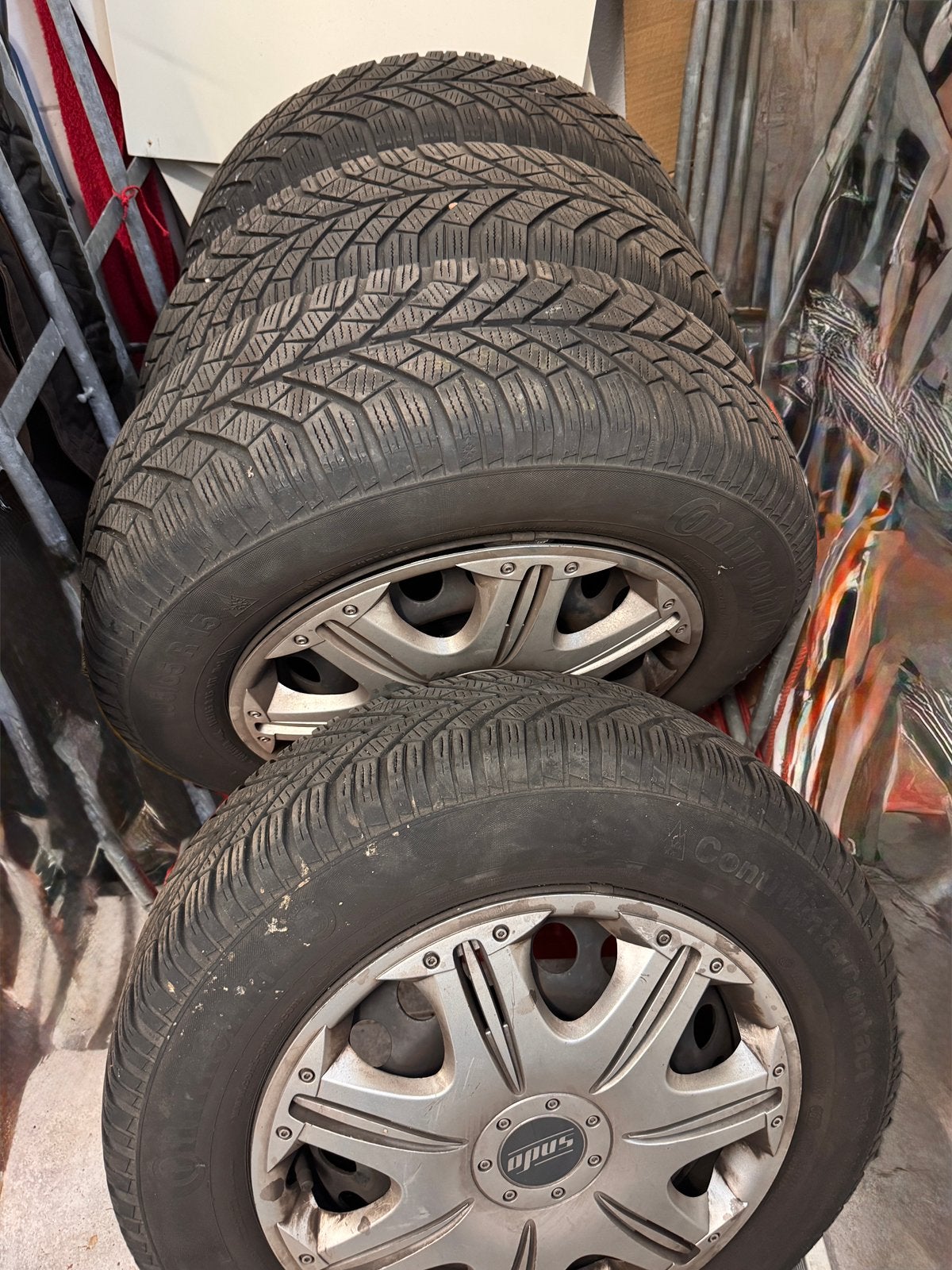 Continental winterbanden op stalen velgen  – 195/65 R15, Auto-onderdelen, Ophalen, 15 inch, Banden en Velgen, Winterbanden