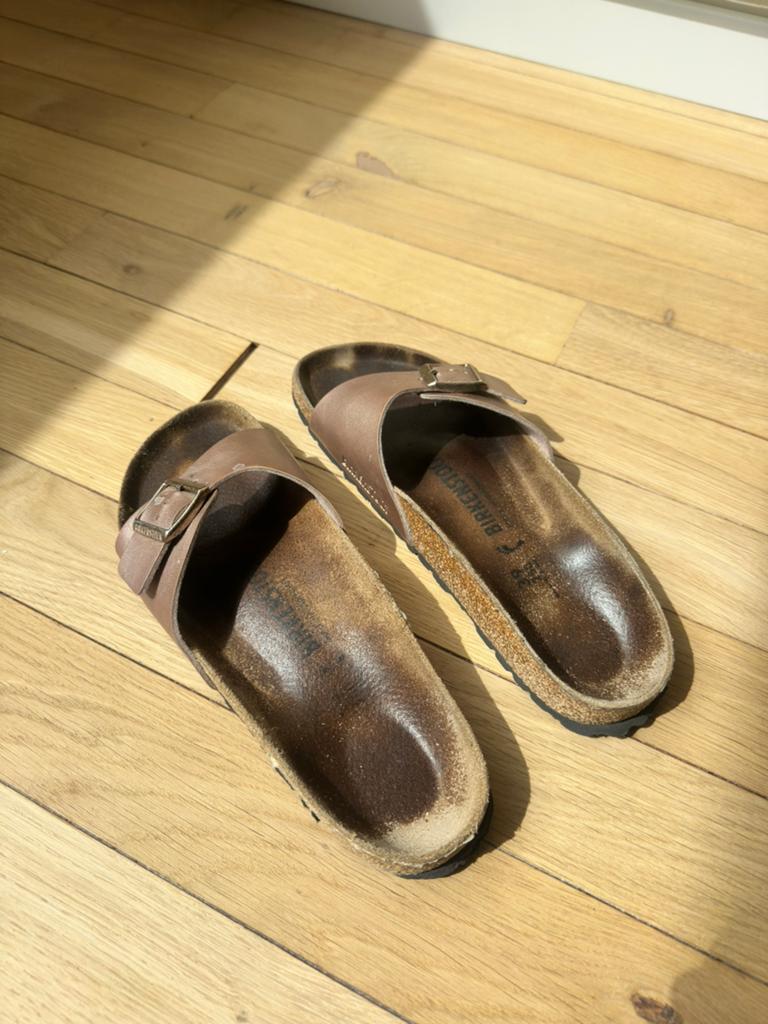 Birkenstock slippers bruin, maat 39, Slippers, Bruin, Ophalen of Verzenden, Gedragen