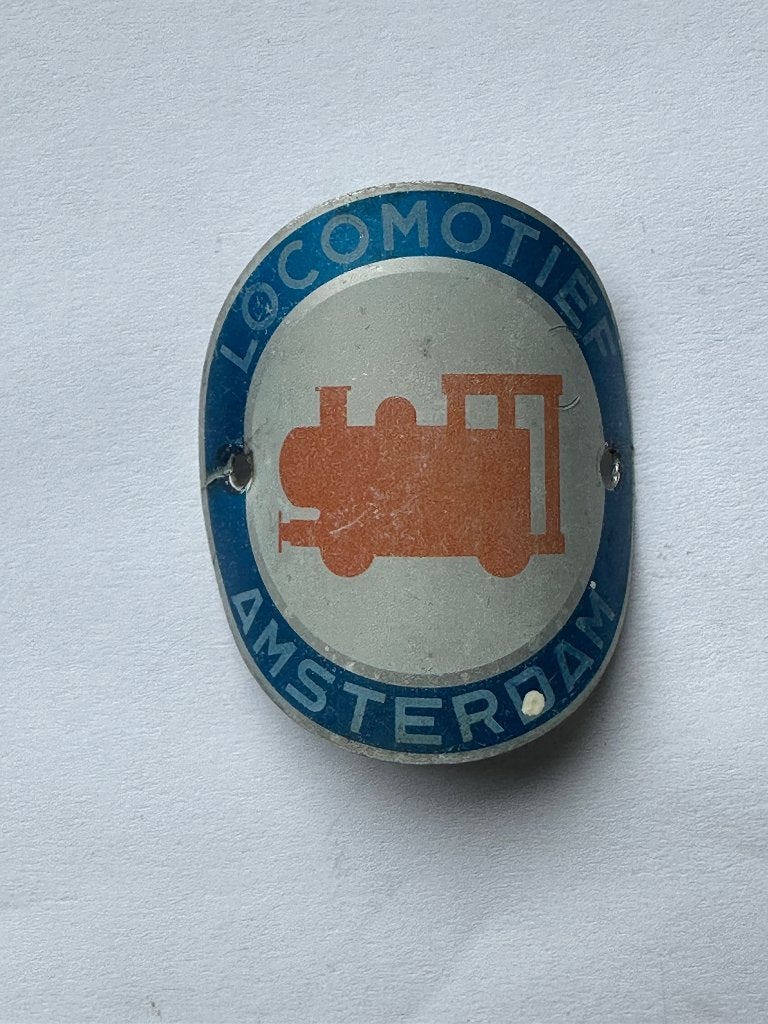 Oud Locomotief Amsterdam balhoofdplaatje. Balhoofd plaatje., Gebruikt, Overige typen, Ophalen of Verzenden, Locomotief
