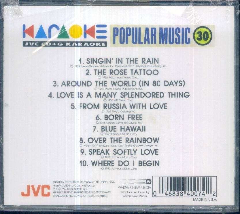 cd van Karaoke Popular Music 30 [ jvc CD+G], Cd's en Dvd's, Verzenden, Zo goed als nieuw