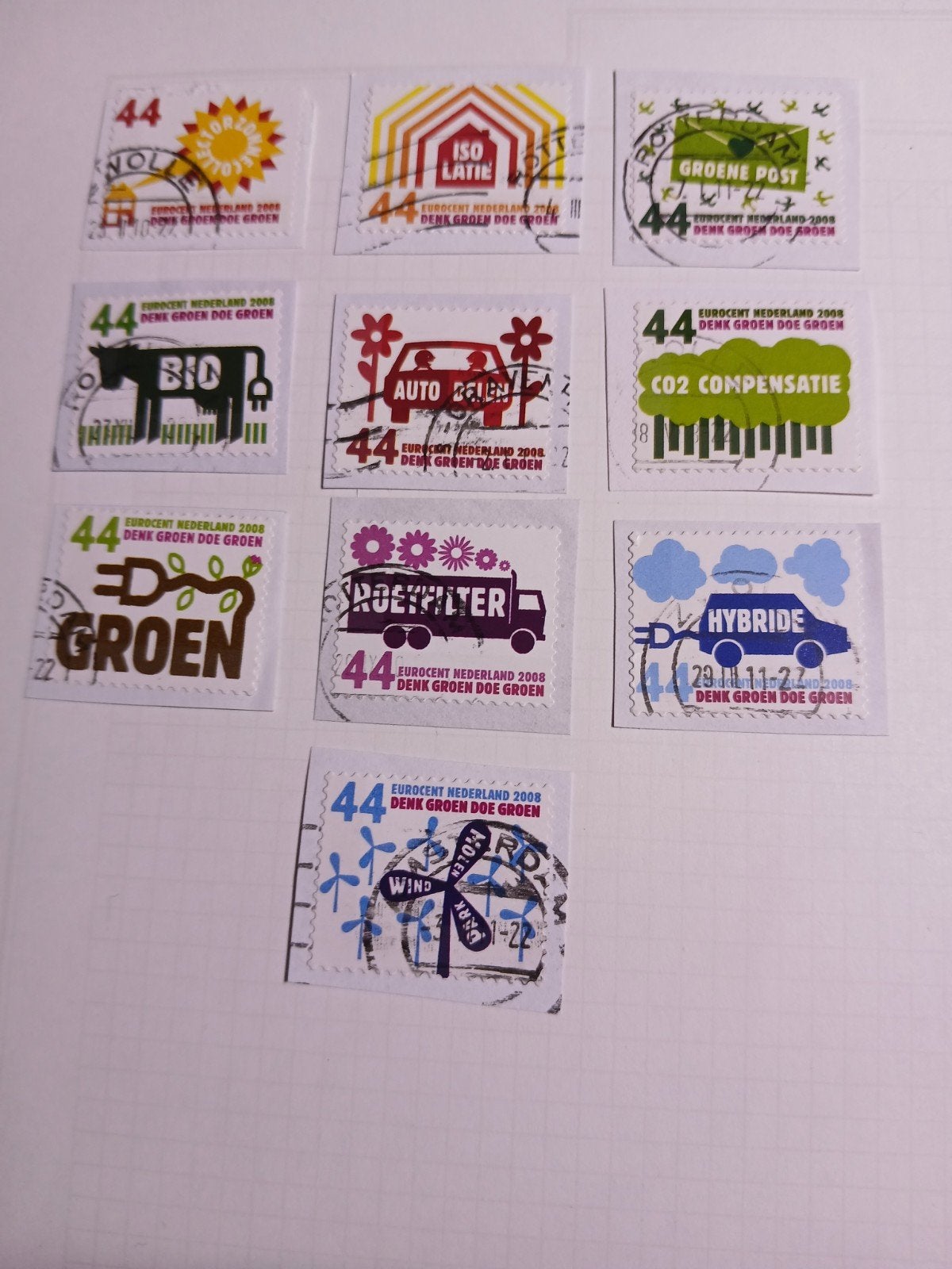 Nederlandse Postzegels "Denk Groen Doe Groen" (2008), Ophalen of Verzenden, Na 1940, Gestempeld