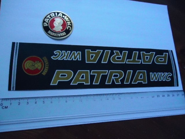 sticker oud PATRIA WKC Groot motorfiets racefiets vintage, Verzenden, Zo goed als nieuw, Bedrijf of Vereniging