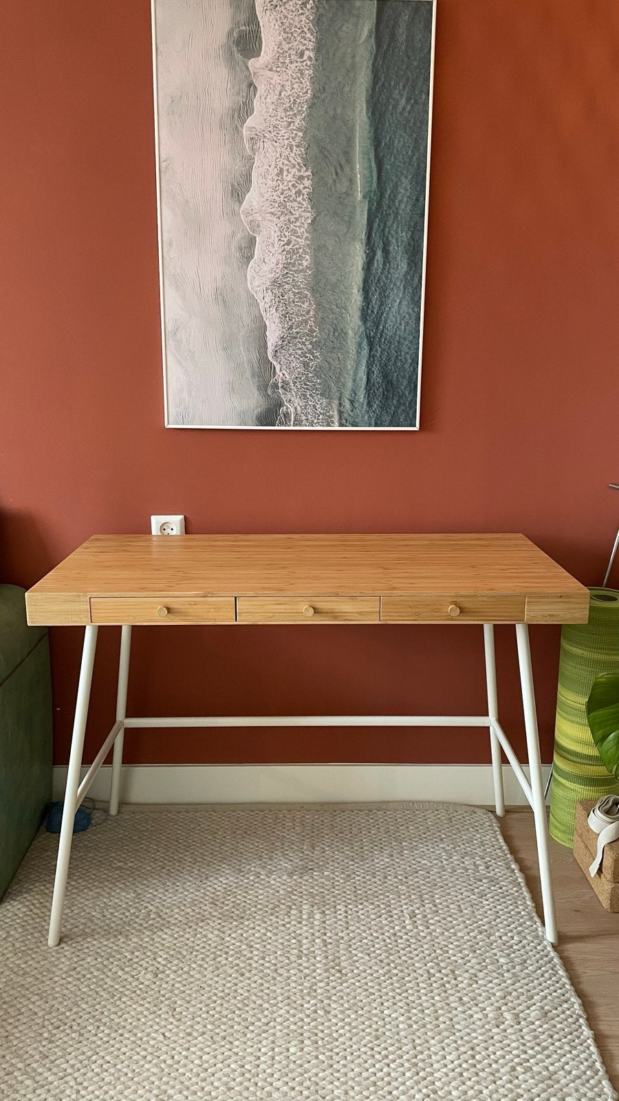 IKEA Lillåsen Bamboe bureau, Huis en Inrichting, Bureaus, Ophalen, Gebruikt, 120 cm, Bruin
