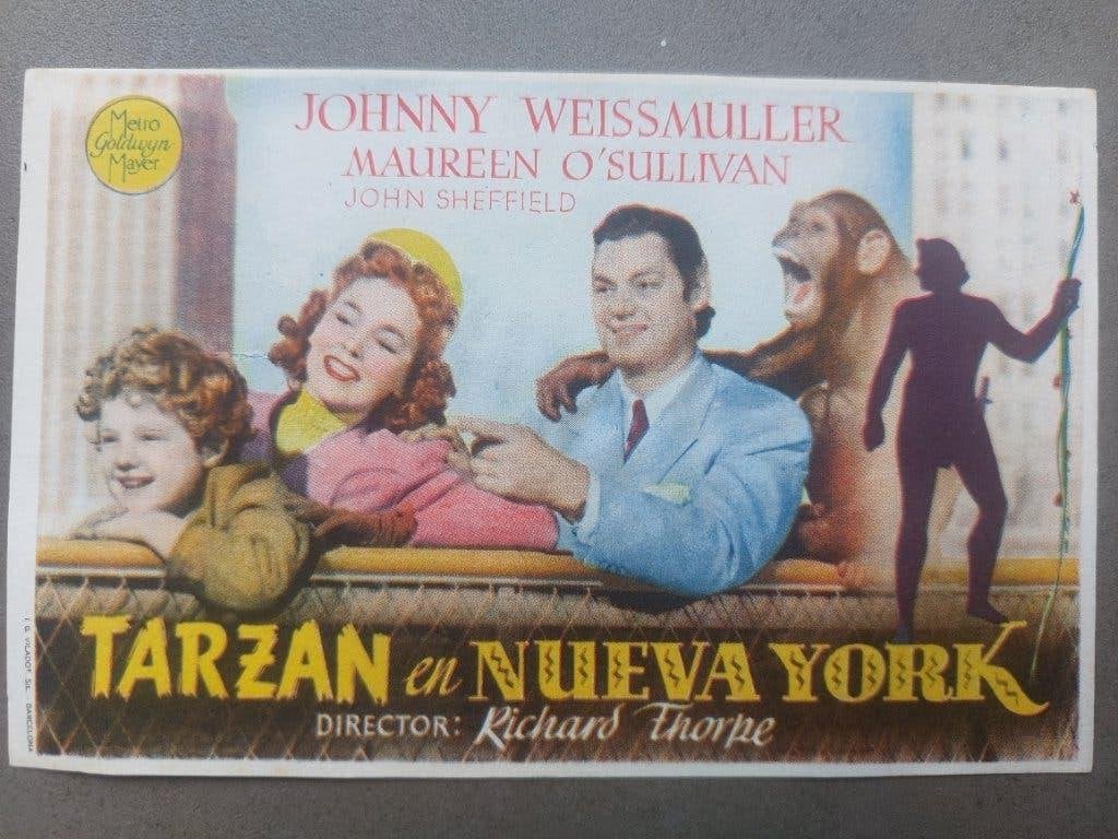 Flyer cinema jaren 40 "Tarzan en Nueva York", Ophalen of Verzenden, Overige figuren, Zo goed als nieuw, Plaatje, Poster of Sticker