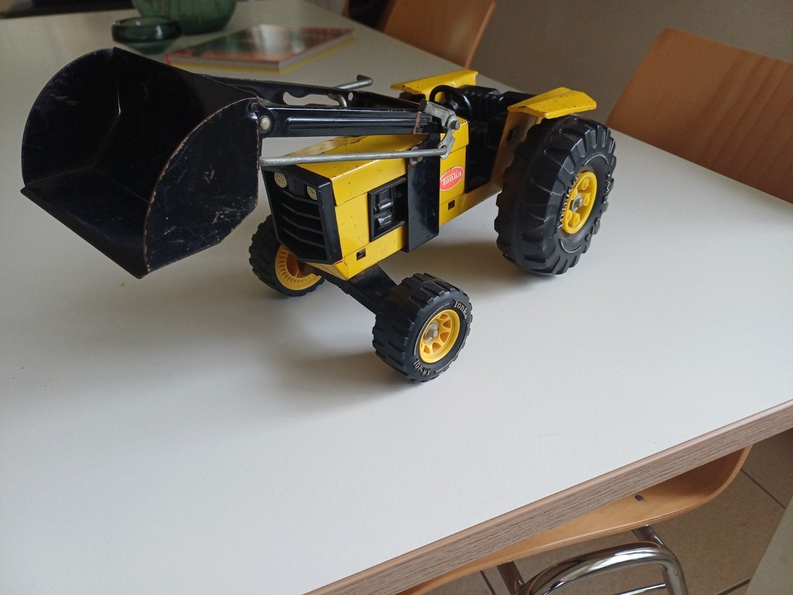 Vintage Tonka Tractor met Voorlader - Geel/Zwart, Ophalen of Verzenden, Gebruikt