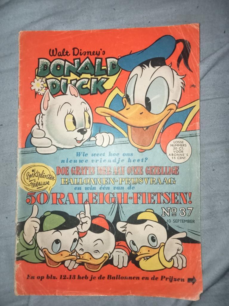 Donald duck 1954 no.37 aankondiging Tom poes, Ophalen of Verzenden