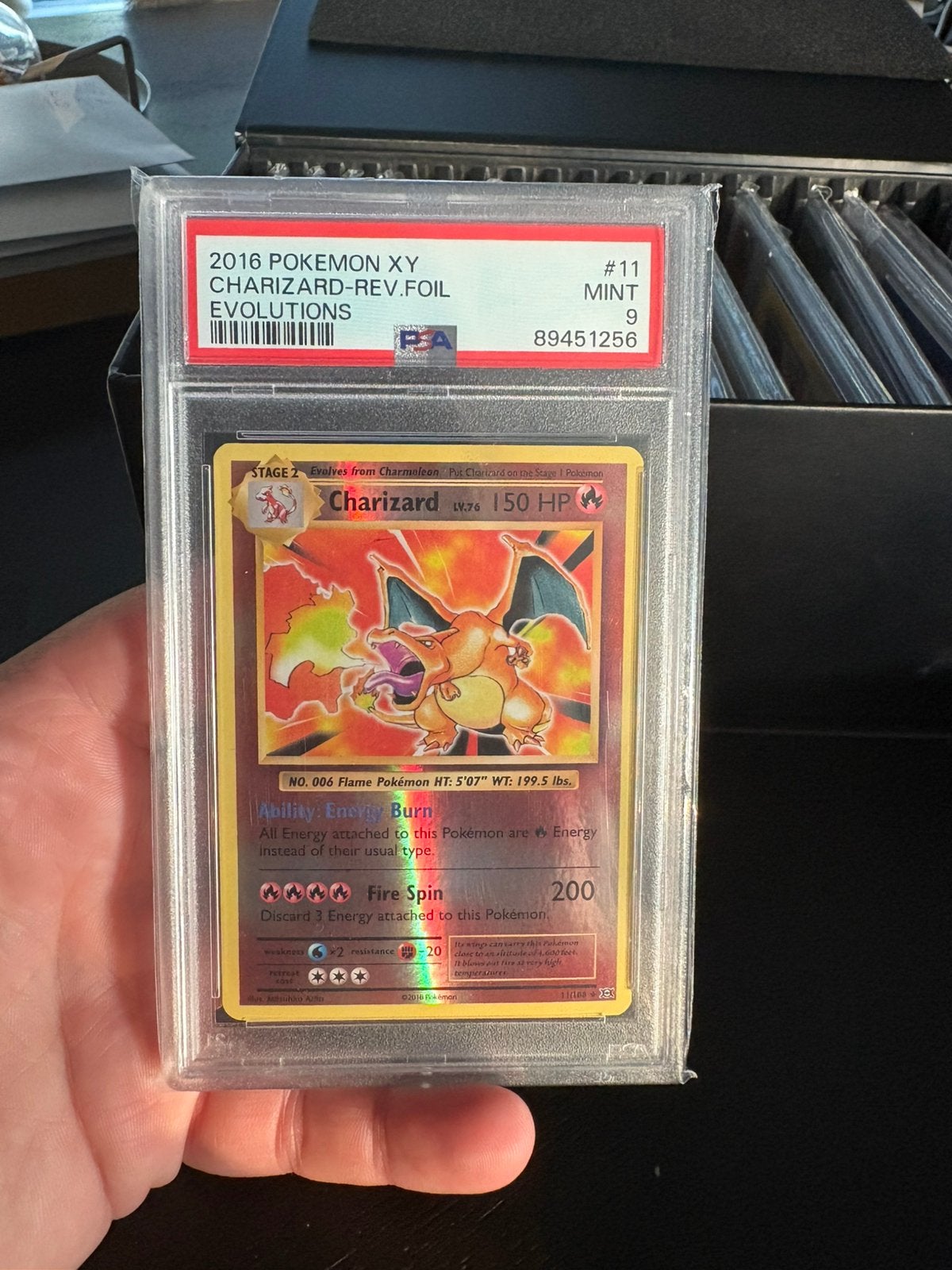 Charizard reverse holo psa 9, Ophalen of Verzenden, Zo goed als nieuw, Meerdere kaarten, Foil