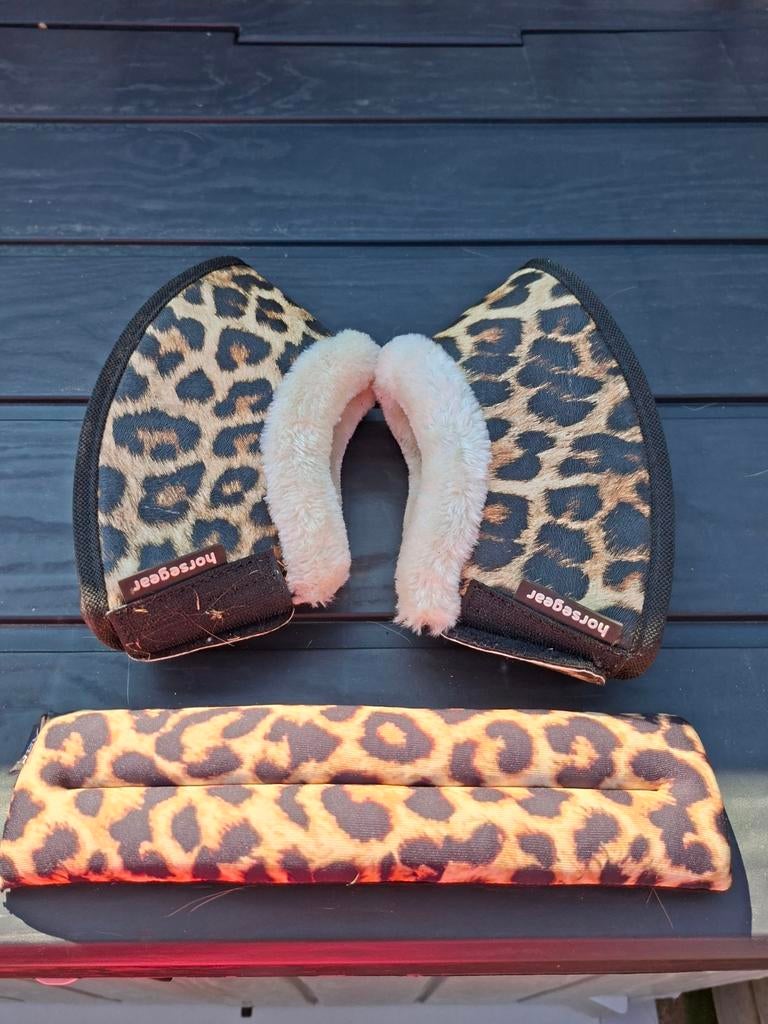 Springschoenen en neusbeschermer panterprint, Ophalen, Zo goed als nieuw, Dressuur