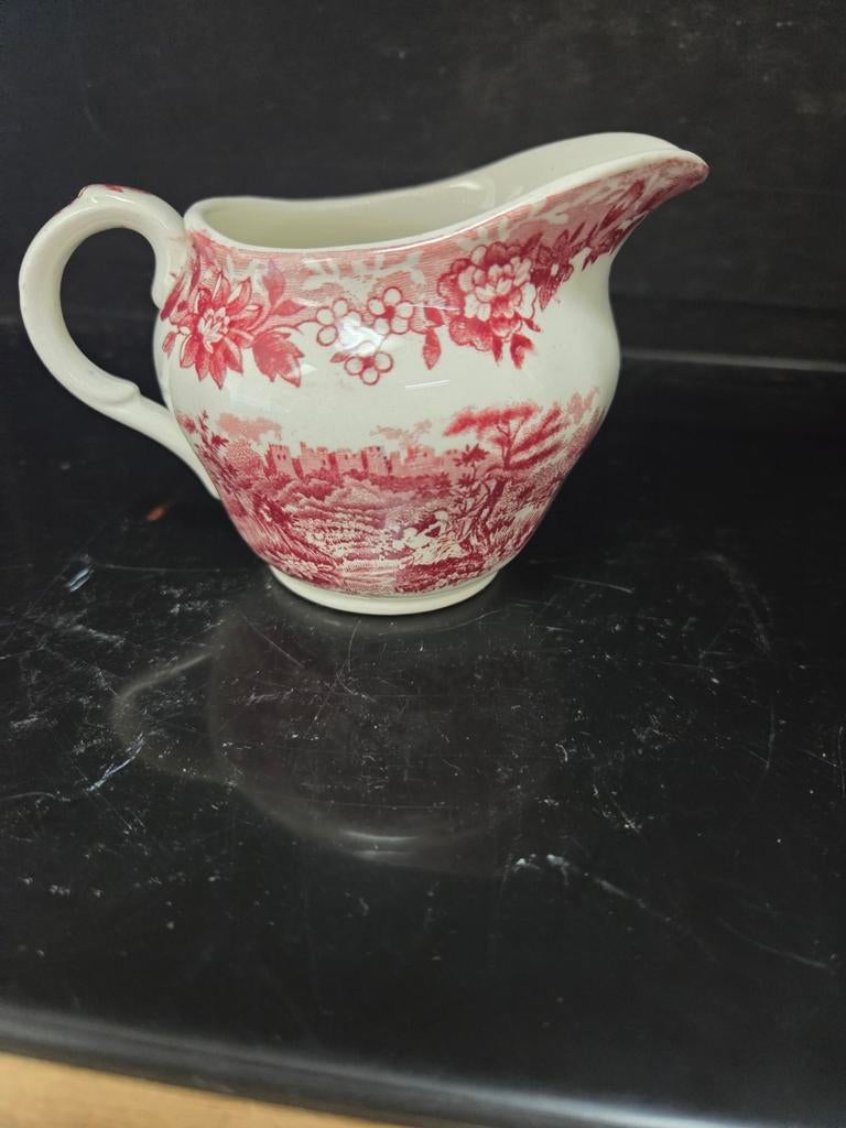 Roomstel melkkan met rood decor, Ophalen of Verzenden