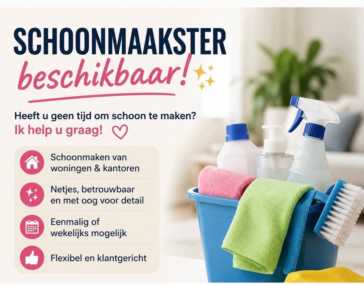 Schoonmaakster beschikbaar, Vacatures, Vanaf 10 jaar, Overige vormen