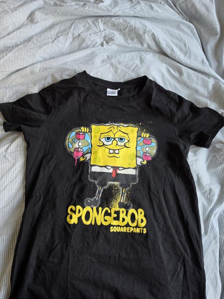 Spongebob shirt maat 170, Ophalen, Spongebob squarepants, Zwart, Zo goed als nieuw